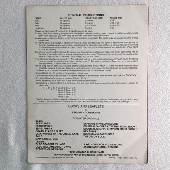 1981 “Olde Seaport Village: A New England Primitive” Cross Stitch Leaflet 🪡 - Picture 4 of 9